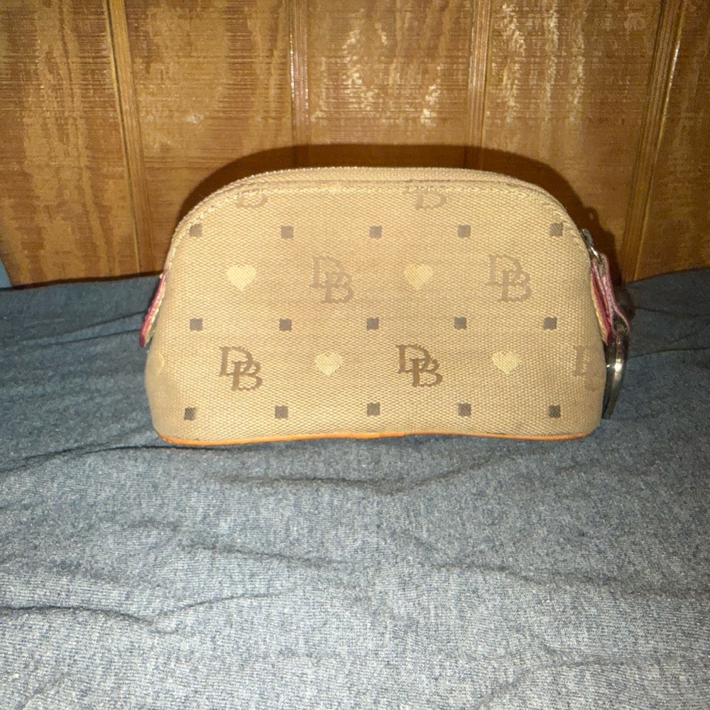 Dooney & Bourke Beige Logo Cosmetic Pouch